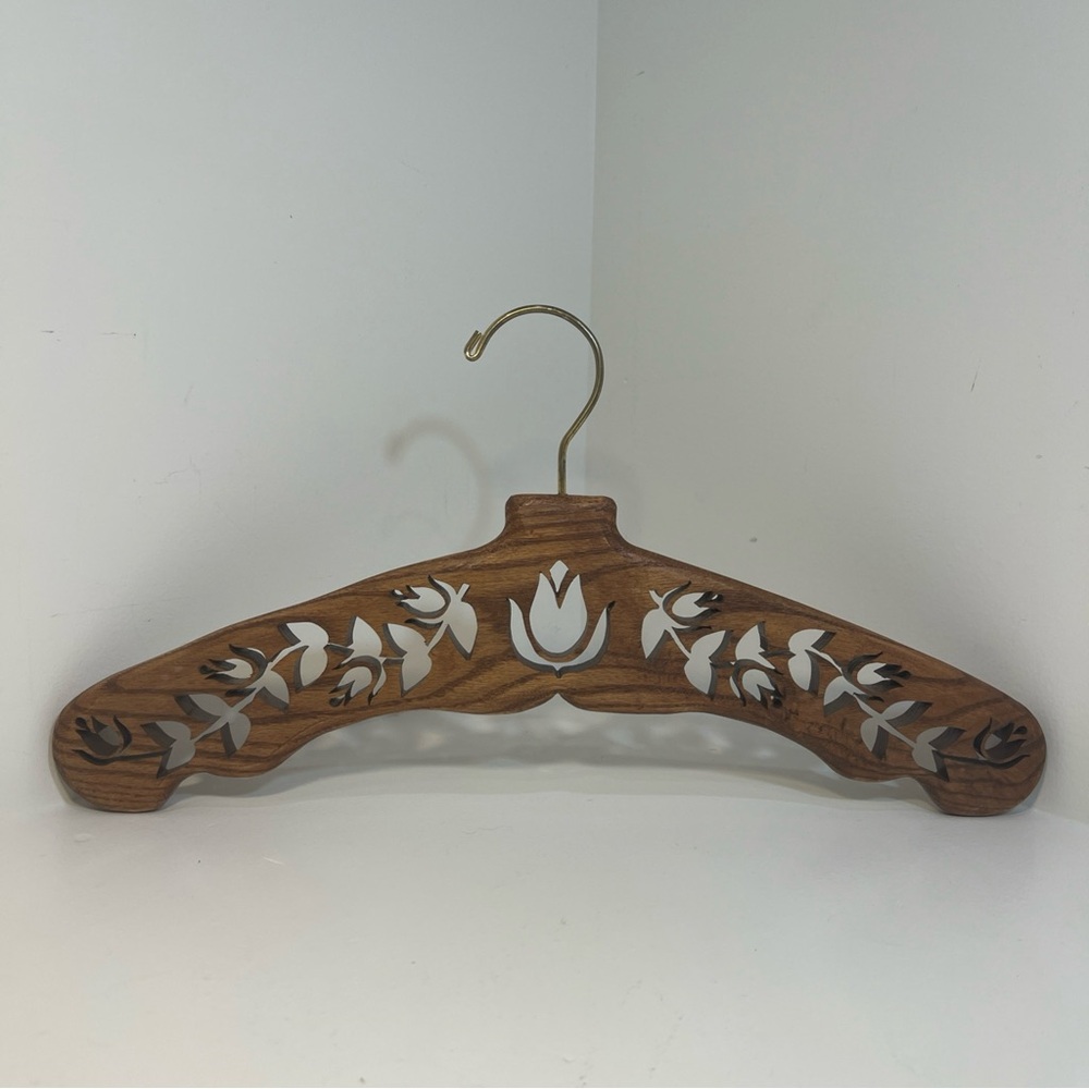 Vintage‎ Hand Carved Wood and Brass Wedding Dress Hanger